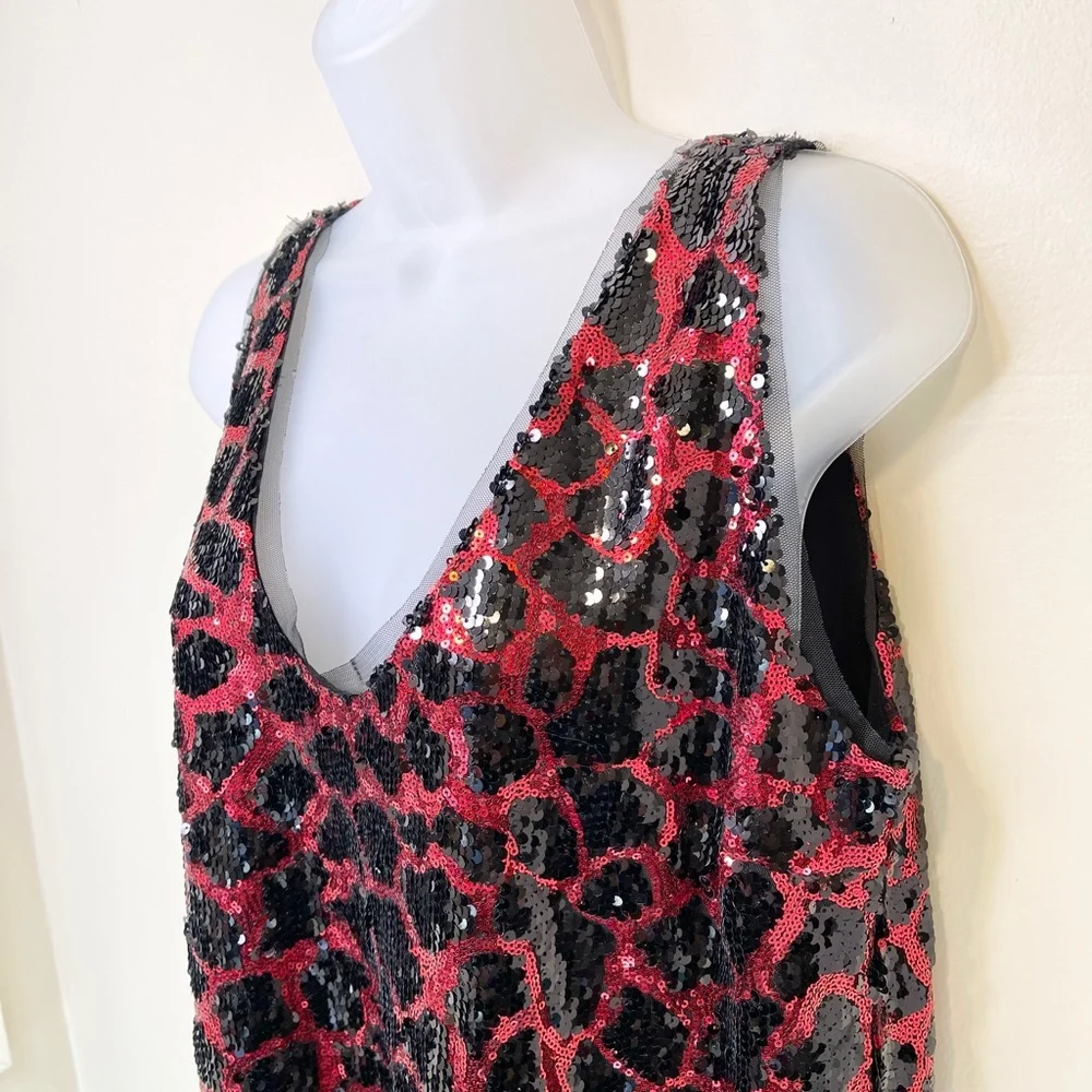 ZARA Animal Print Jewel Tone Sequin Embellished Glam Cocktail Holiday Mini Dress - Picture 9 of 16